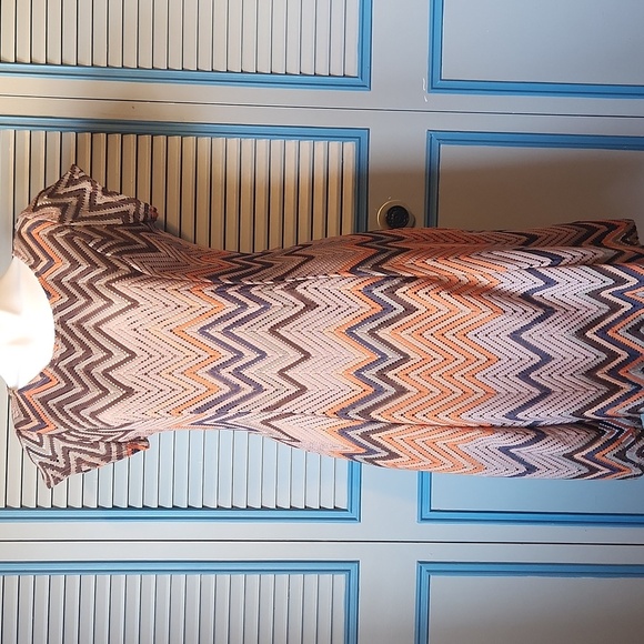 Roz & Ali Women’s Chevron Multi Color Midi Dress - Picture 1 of 12